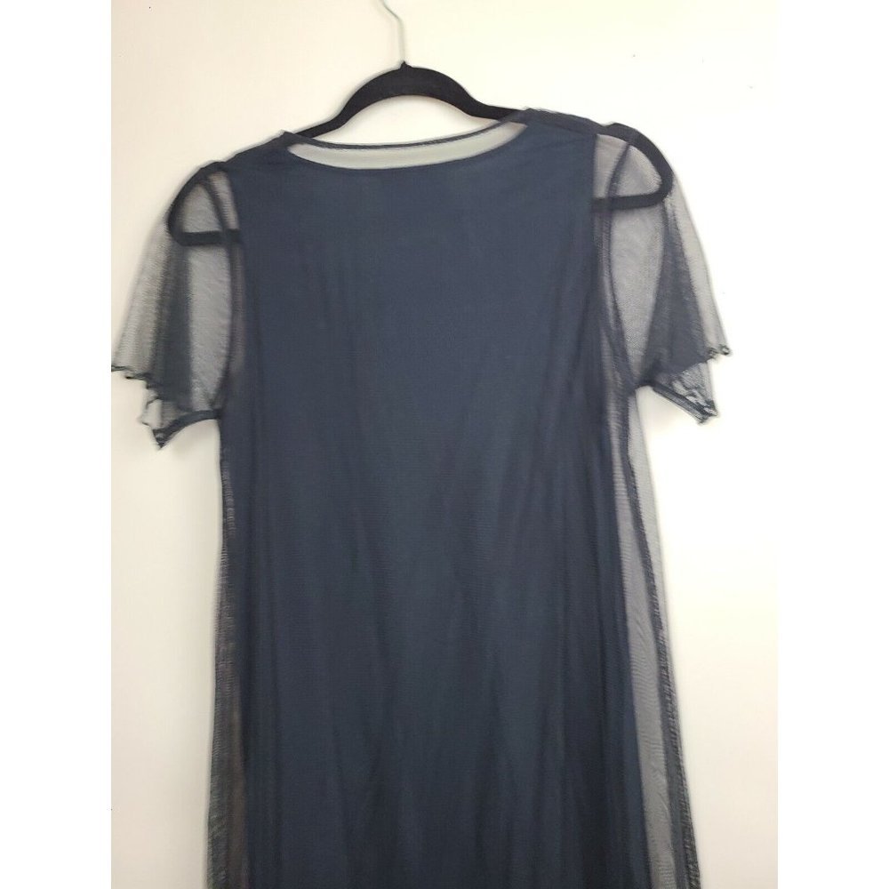 April Cornell Black Mesh Overlay Sequined Cottagecore Maxi Dress Small - Picture 9 of 10